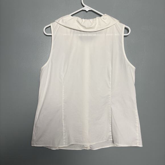 Lafayette 148 White Button-Down Sleeveless Blouse 14 Large XL Designer Collar - Picture 5 of 7